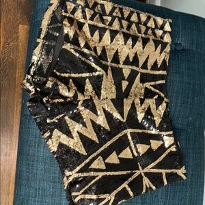 High Waist Black and Gold Shorts